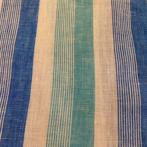 Linen Made in Italy Mediterranean Blue Stripe S/S Men’s Shirt Size LARGE - Picture 2 of 10